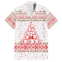 Tunisia Christmas Family Matching Off The Shoulder Long Sleeve Dress and Hawaiian Shirt with Red Falcon Tree White Snowflake Pattern and Festive Borders - Wonder Print Shop