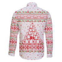 Tunisia Christmas Family Matching Off Shoulder Short Dress and Hawaiian Shirt with Red Falcon Tree White Snowflake Pattern and Festive Borders - Wonder Print Shop