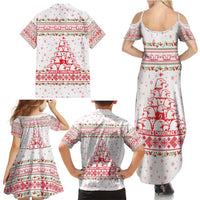 Tunisia Christmas Family Matching Summer Maxi Dress and Hawaiian Shirt with Red Falcon Tree White Snowflake Pattern and Festive Borders - Wonder Print Shop