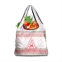 Tunisia Christmas Grocery Bag with Red Falcon Tree White Snowflake Pattern and Festive Borders - Wonder Print Shop
