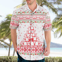 Tunisia Christmas Hawaiian Shirt with Red Falcon Tree White Snowflake Pattern and Festive Borders - Wonder Print Shop