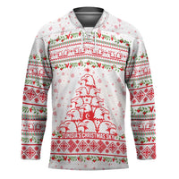 Tunisia Christmas Hockey Jersey with Red Falcon Tree White Snowflake Pattern and Festive Borders - Wonder Print Shop