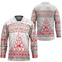 Tunisia Christmas Hockey Jersey with Red Falcon Tree White Snowflake Pattern and Festive Borders - Wonder Print Shop