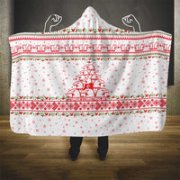 Tunisia Christmas Hooded Blanket with Red Falcon Tree White Snowflake Pattern and Festive Borders - Wonder Print Shop