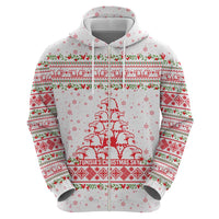 Tunisia Christmas Hoodie with Red Falcon Tree White Snowflake Pattern and Festive Borders - Wonder Print Shop