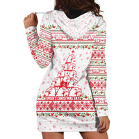 Tunisia Christmas Hoodie Dress with Red Falcon Tree White Snowflake Pattern and Festive Borders - Wonder Print Shop