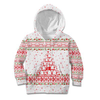Tunisia Christmas Kid Hoodie with Red Falcon Tree White Snowflake Pattern and Festive Borders - Wonder Print Shop