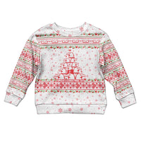 Tunisia Christmas Kid Ugly Christmas Sweater with Red Falcon Tree White Snowflake Pattern and Festive Borders - Wonder Print Shop