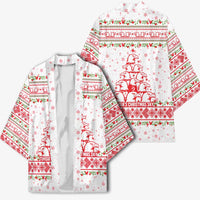 Tunisia Christmas Kimono with Red Falcon Tree White Snowflake Pattern and Festive Borders - Wonder Print Shop