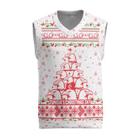 Tunisia Christmas Knitted V-Neck Vest with Red Falcon Tree White Snowflake Pattern and Festive Borders - Wonder Print Shop