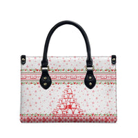 Tunisia Christmas Leather Bag with Red Falcon Tree White Snowflake Pattern and Festive Borders - Wonder Print Shop