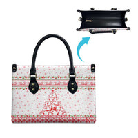 Tunisia Christmas Leather Bag with Red Falcon Tree White Snowflake Pattern and Festive Borders - Wonder Print Shop