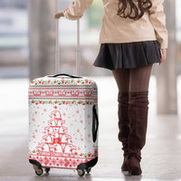 Tunisia Christmas Luggage Cover with Red Falcon Tree White Snowflake Pattern and Festive Borders - Wonder Print Shop