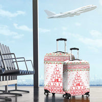 Tunisia Christmas Luggage Cover with Red Falcon Tree White Snowflake Pattern and Festive Borders - Wonder Print Shop
