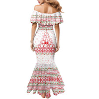 Tunisia Christmas Mermaid Dress with Red Falcon Tree White Snowflake Pattern and Festive Borders - Wonder Print Shop
