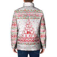 Tunisia Christmas Padded Jacket with Red Falcon Tree White Snowflake Pattern and Festive Borders - Wonder Print Shop