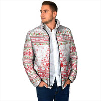 Tunisia Christmas Padded Jacket with Red Falcon Tree White Snowflake Pattern and Festive Borders - Wonder Print Shop