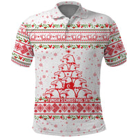 Tunisia Christmas Polo Shirt with Red Falcon Tree White Snowflake Pattern and Festive Borders - Wonder Print Shop
