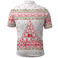 Tunisia Christmas Polo Shirt with Red Falcon Tree White Snowflake Pattern and Festive Borders - Wonder Print Shop