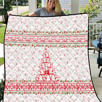 Tunisia Christmas Quilt with Red Falcon Tree White Snowflake Pattern and Festive Borders - Wonder Print Shop
