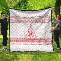 Tunisia Christmas Quilt with Red Falcon Tree White Snowflake Pattern and Festive Borders - Wonder Print Shop