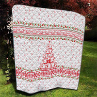 Tunisia Christmas Quilt with Red Falcon Tree White Snowflake Pattern and Festive Borders - Wonder Print Shop