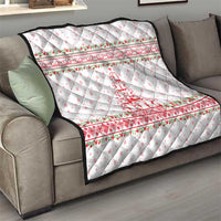 Tunisia Christmas Quilt with Red Falcon Tree White Snowflake Pattern and Festive Borders - Wonder Print Shop