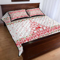 Tunisia Christmas Quilt Bed Set with Red Falcon Tree White Snowflake Pattern and Festive Borders - Wonder Print Shop