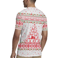 Tunisia Christmas Rugby Jersey with Red Falcon Tree White Snowflake Pattern and Festive Borders - Wonder Print Shop