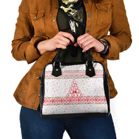Tunisia Christmas Shoulder Handbag with Red Falcon Tree White Snowflake Pattern and Festive Borders - Wonder Print Shop