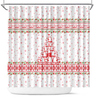 Tunisia Christmas Shower Curtain with Red Falcon Tree White Snowflake Pattern and Festive Borders - Wonder Print Shop
