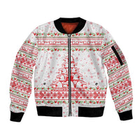 Tunisia Christmas Sleeve Zip Bomber Jacket with Red Falcon Tree White Snowflake Pattern and Festive Borders - Wonder Print Shop
