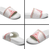 Tunisia Christmas Slide Sandals with Red Falcon Tree White Snowflake Pattern and Festive Borders - Wonder Print Shop