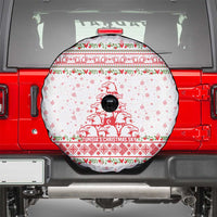 Tunisia Christmas Spare Tire Cover with Red Falcon Tree White Snowflake Pattern and Festive Borders - Wonder Print Shop