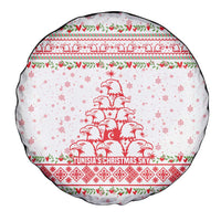 Tunisia Christmas Spare Tire Cover with Red Falcon Tree White Snowflake Pattern and Festive Borders - Wonder Print Shop