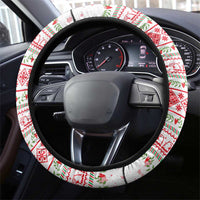 Tunisia Christmas Steering Wheel Cover with Red Falcon Tree White Snowflake Pattern and Festive Borders - Wonder Print Shop