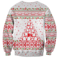 Tunisia Christmas Sweatshirt with Red Falcon Tree White Snowflake Pattern and Festive Borders - Wonder Print Shop