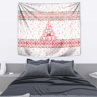 Tunisia Christmas Tapestry with Red Falcon Tree White Snowflake Pattern and Festive Borders - Wonder Print Shop