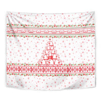 Tunisia Christmas Tapestry with Red Falcon Tree White Snowflake Pattern and Festive Borders - Wonder Print Shop