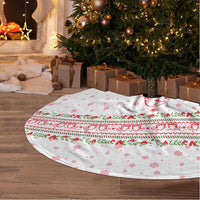 Tunisia Christmas Tree Skirt with Red Falcon Tree White Snowflake Pattern and Festive Borders - Wonder Print Shop