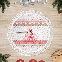 Tunisia Christmas Tree Skirt with Red Falcon Tree White Snowflake Pattern and Festive Borders - Wonder Print Shop
