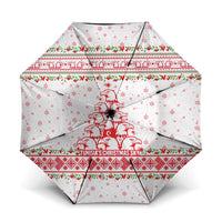 Tunisia Christmas Umbrella with Red Falcon Tree White Snowflake Pattern and Festive Borders - Wonder Print Shop