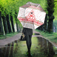 Tunisia Christmas Umbrella with Red Falcon Tree White Snowflake Pattern and Festive Borders - Wonder Print Shop