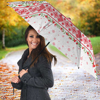 Tunisia Christmas Umbrella with Red Falcon Tree White Snowflake Pattern and Festive Borders - Wonder Print Shop