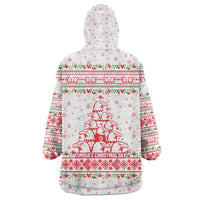 Tunisia Christmas Wearable Blanket Hoodie with Red Falcon Tree White Snowflake Pattern and Festive Borders - Wonder Print Shop