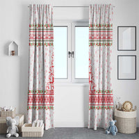 Tunisia Christmas Window Curtain with Red Falcon Tree White Snowflake Pattern and Festive Borders - Wonder Print Shop