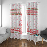 Tunisia Christmas Window Curtain with Red Falcon Tree White Snowflake Pattern and Festive Borders - Wonder Print Shop