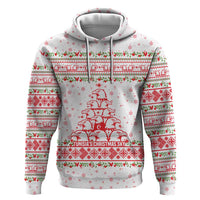Tunisia Christmas Zip Hoodie with Red Falcon Tree White Snowflake Pattern and Festive Borders - Wonder Print Shop