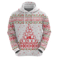 Tunisia Christmas Zip Hoodie with Red Falcon Tree White Snowflake Pattern and Festive Borders - Wonder Print Shop