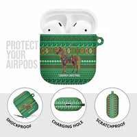 Turkmenistan Christmas AirPods Case with Decorated Horse Crescent Moon Pattern and Traditional Carpet - Wonder Print Shop